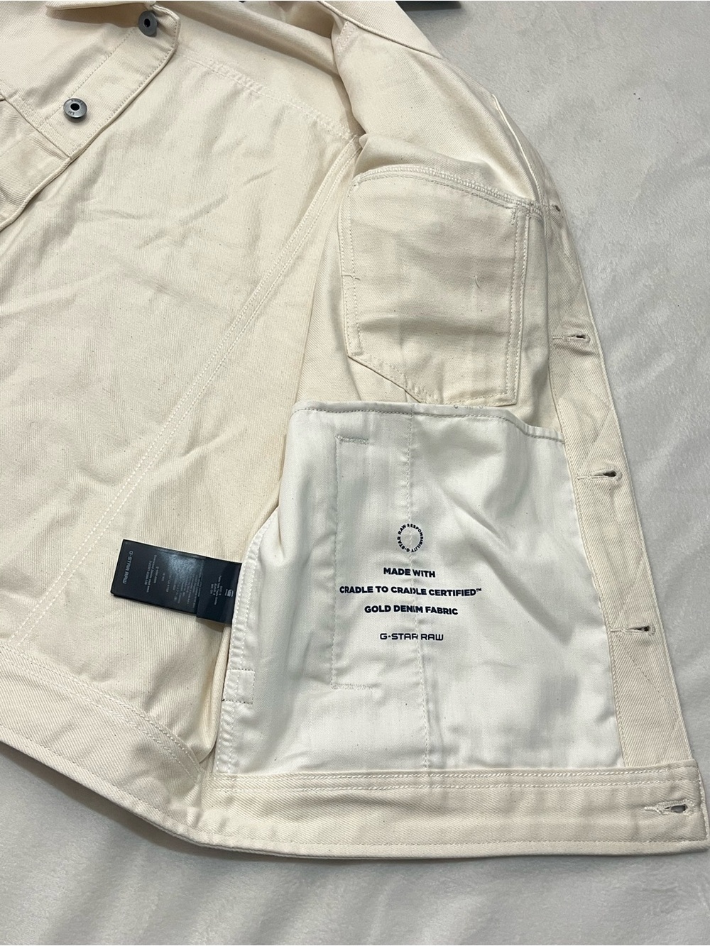 G-Star Originals Raw Denim Cream Color Sleeveless Denim Button Up Collared Vest - Picture 9 of 14